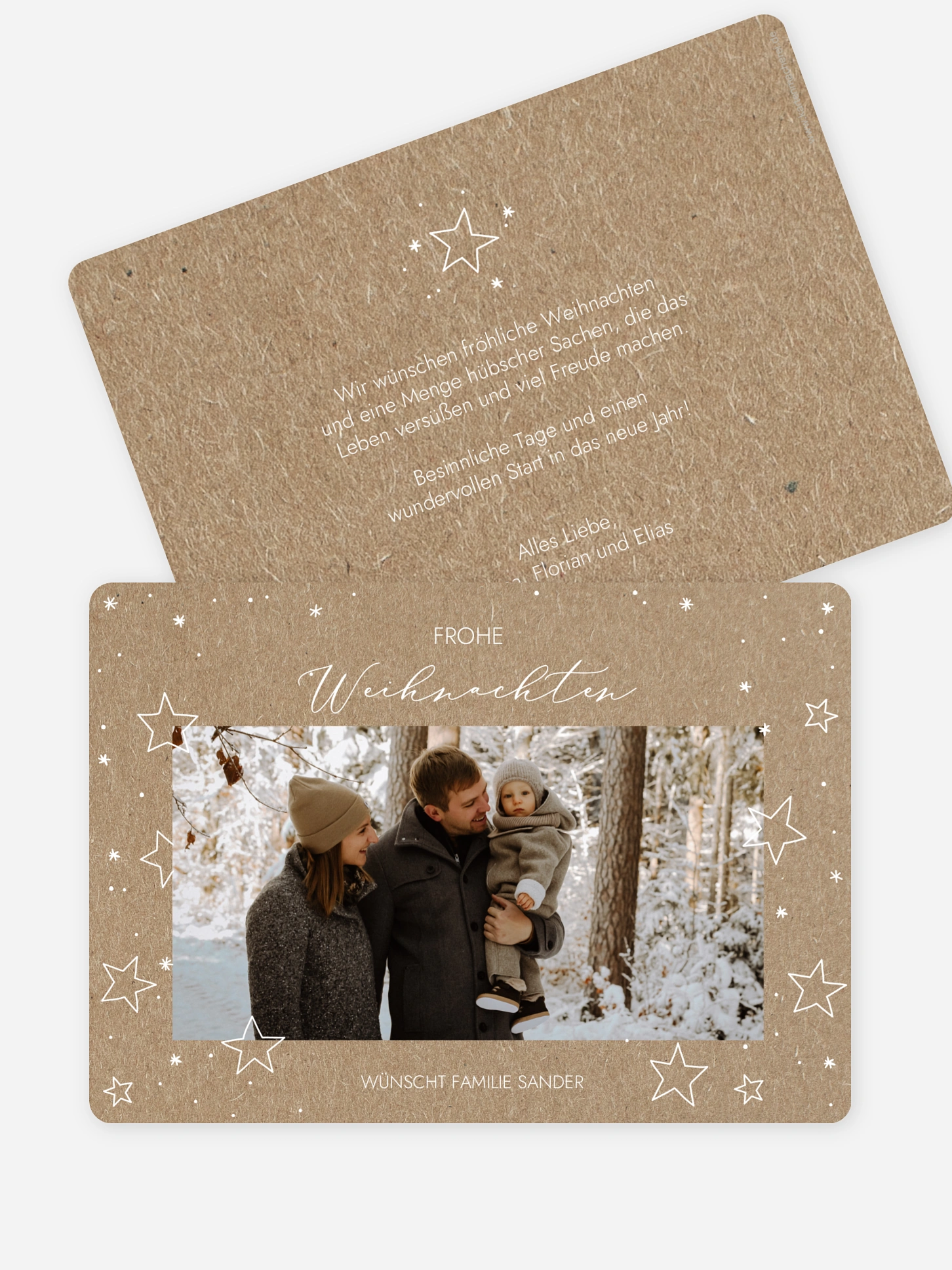 Weihnachtskarte Weihnachtssterne Kraftpapier