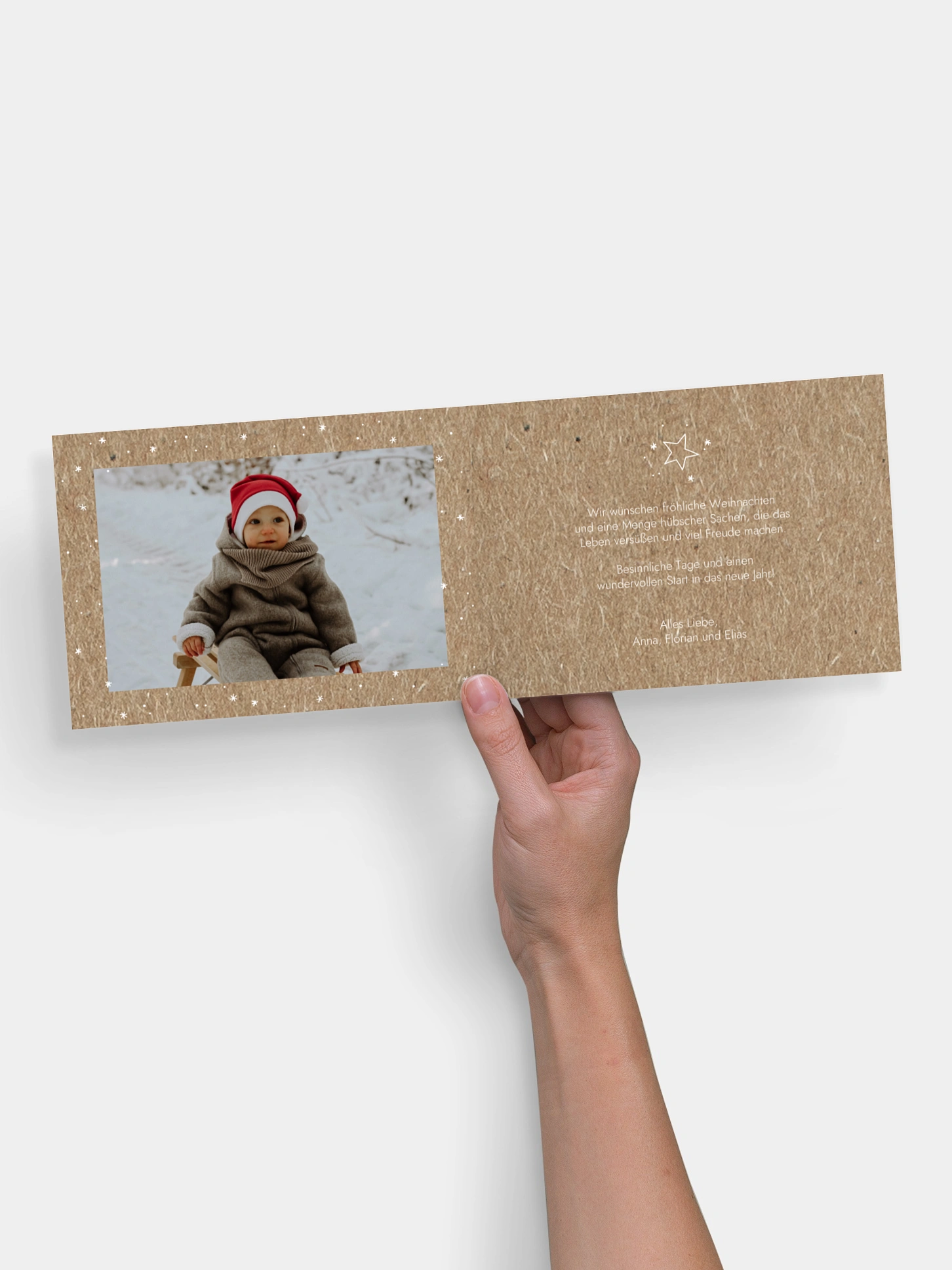 Weihnachtskarte Weihnachtssterne Kraftpapier