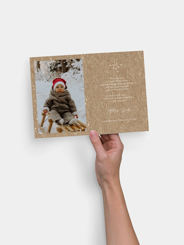 Weihnachtskarte Weihnachtssterne Kraftpapier