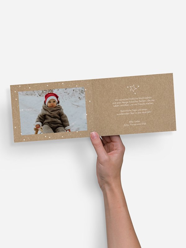 Weihnachtskarte Weihnachtssterne Kraftpapier