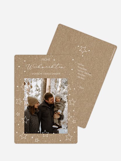 Weihnachtskarte Weihnachtssterne Kraftpapier