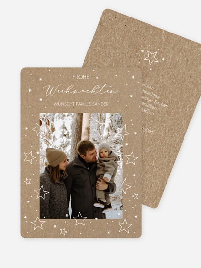 Weihnachtskarte Weihnachtssterne Kraftpapier