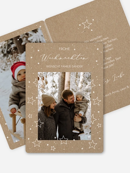 Weihnachtskarte Weihnachtssterne Kraftpapier
