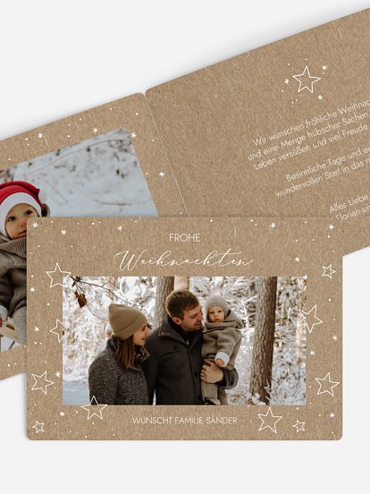 Weihnachtskarte Weihnachtssterne Kraftpapier