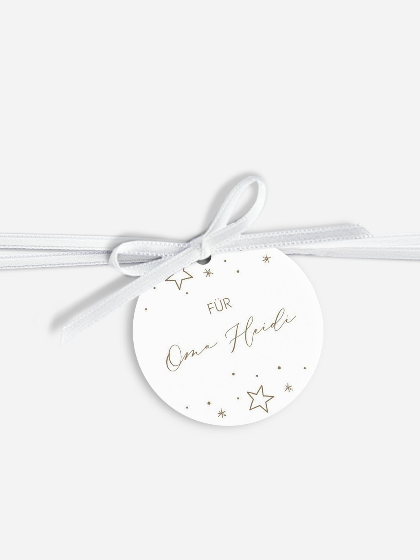 Anhänger mit Band personalisiert Weihnachtssterne Kraftpapier