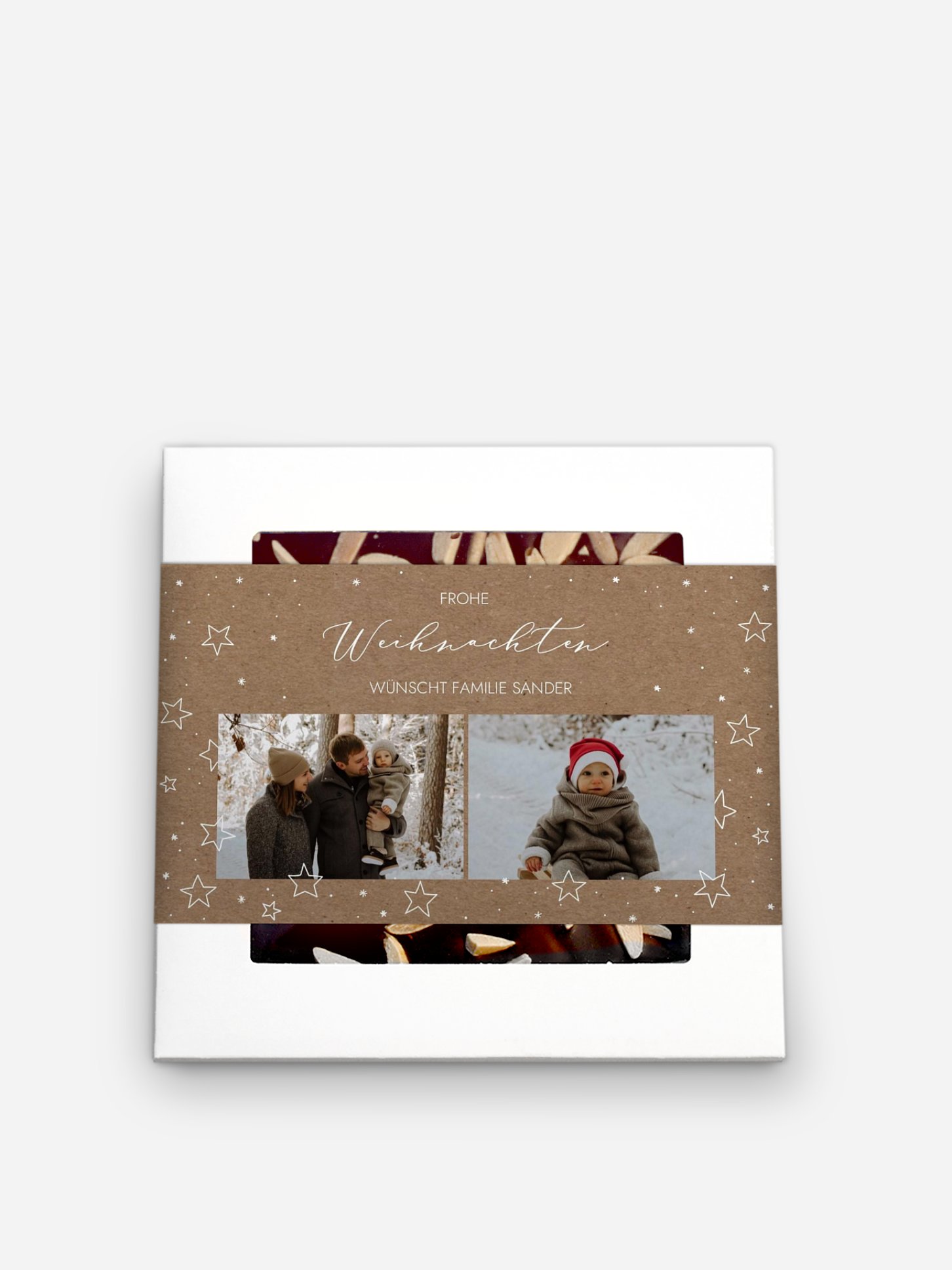 Schokobox Weihnachtssterne Kraftpapier