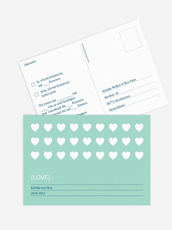 Antwortkarte Hochzeit Herzvoll