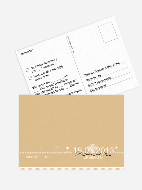 Antwortkarte Hochzeit Timeline