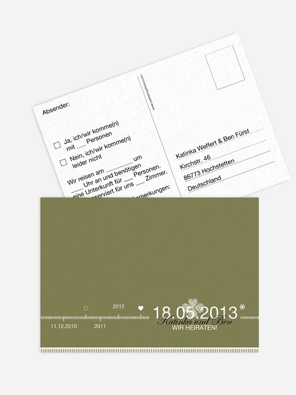 Antwortkarte Hochzeit Timeline