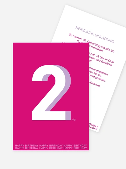 Einladung 20. Geburtstag Zahl