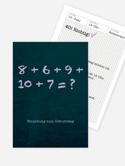 Einladung 40. Geburtstag Rechenrunde