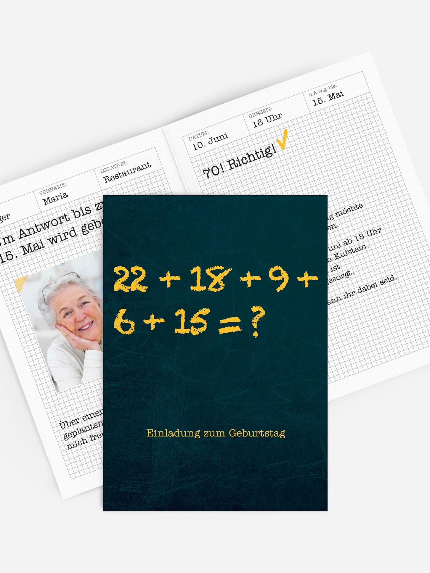Einladung 70. Geburtstag Rechenrunde