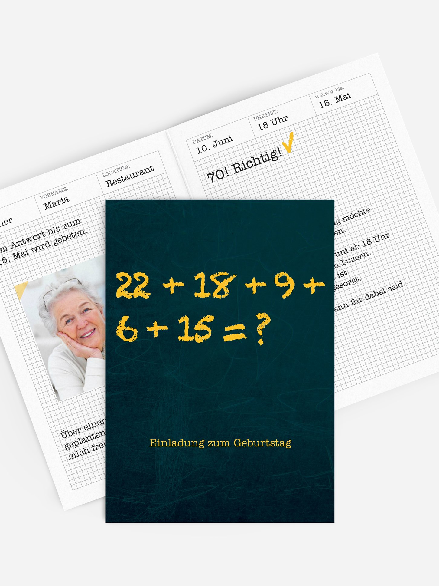 Einladung 70. Geburtstag Rechenrunde