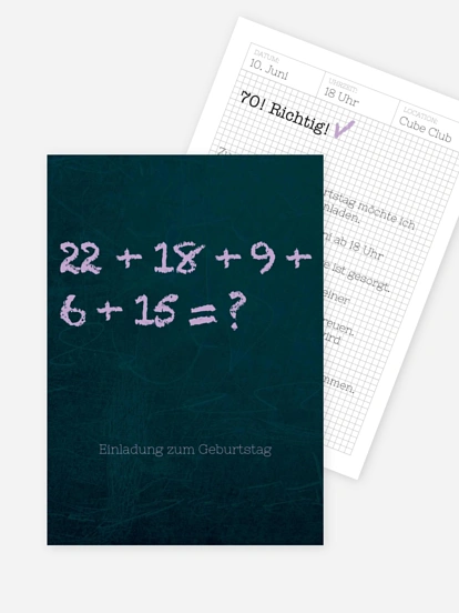 Einladung 70. Geburtstag Rechenrunde