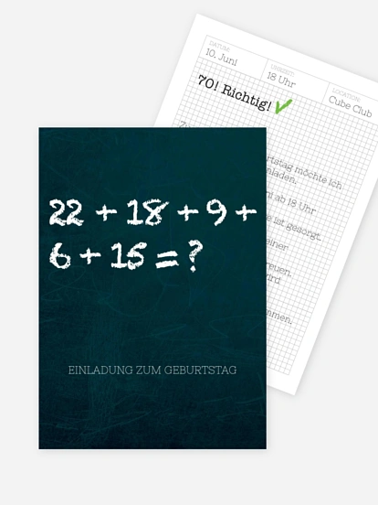 Einladung 70. Geburtstag Rechenrunde