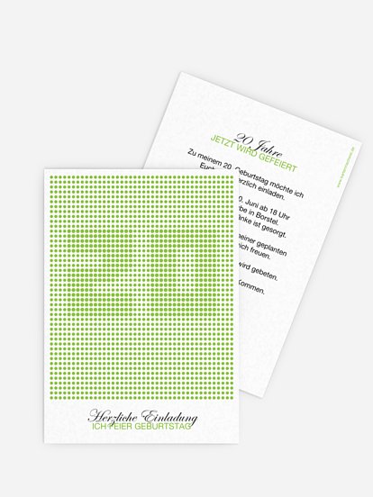 Einladung 20. Geburtstag Dots