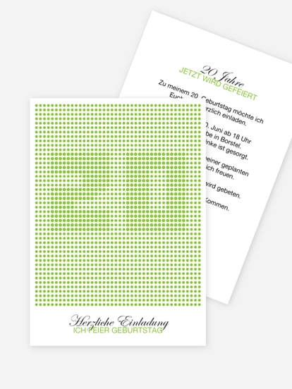 Einladung 20. Geburtstag Dots