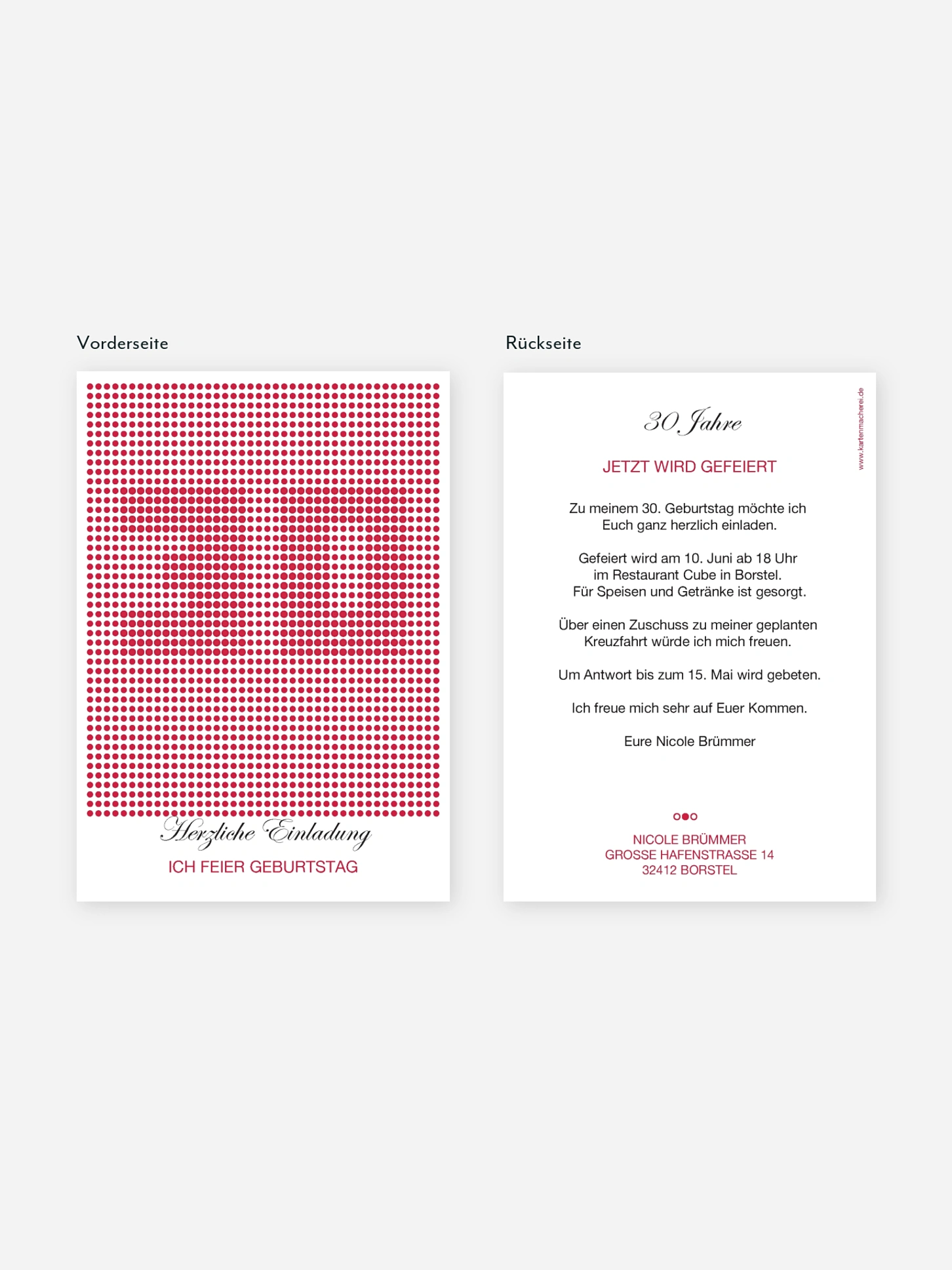 Einladung 30. Geburtstag Dots
