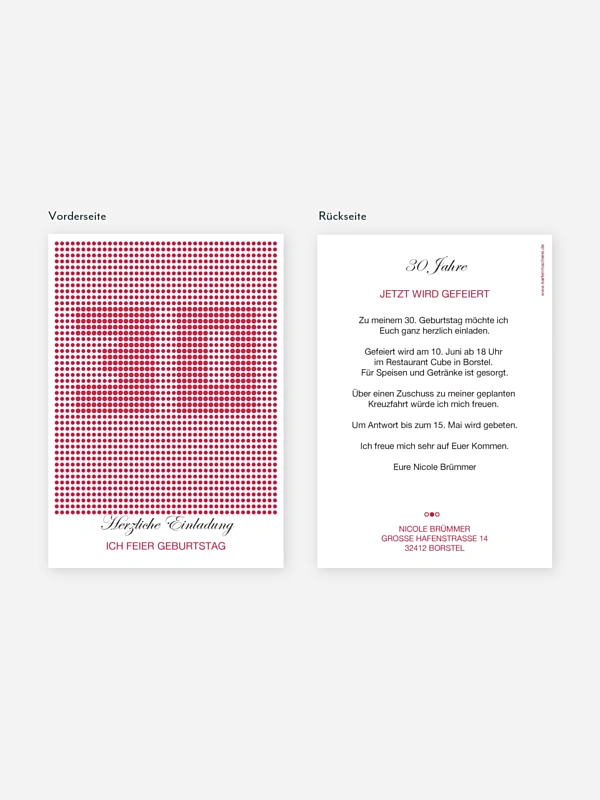 Einladung 30. Geburtstag Dots