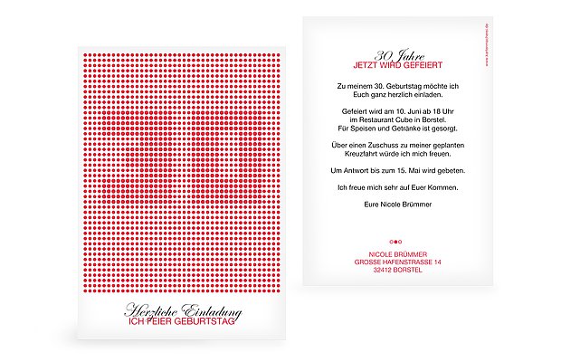 Einladung 30. Geburtstag Dots