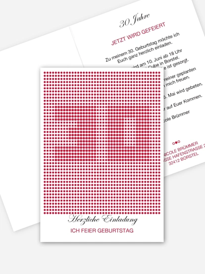 Einladung 30. Geburtstag Dots