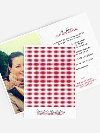 Einladung 30. Geburtstag Dots