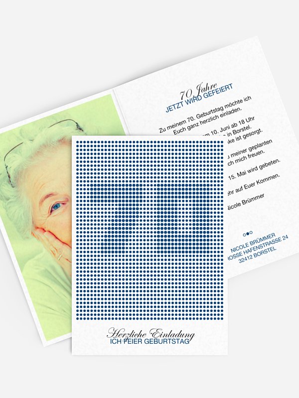 Einladung 70. Geburtstag Dots