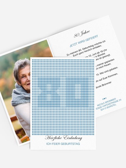 Einladung 80. Geburtstag Dots