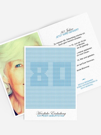 Einladung 80. Geburtstag Dots