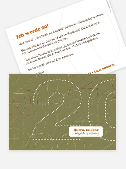 Einladung 20. Geburtstag Gepunktet