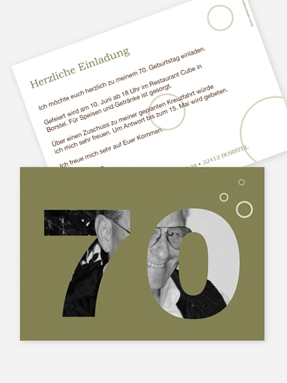 Einladung 70. Geburtstag Zahlreich