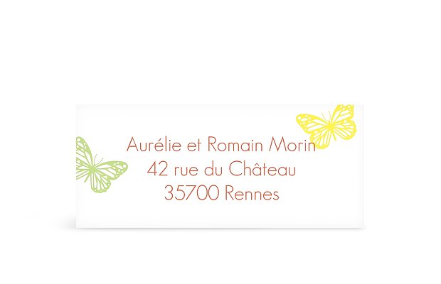 Étiquette expéditeur baptême Vol de papillons
