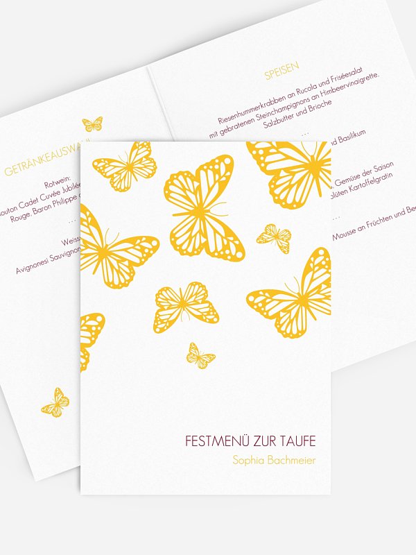 Menükarte Taufe Schmetterlingszauber