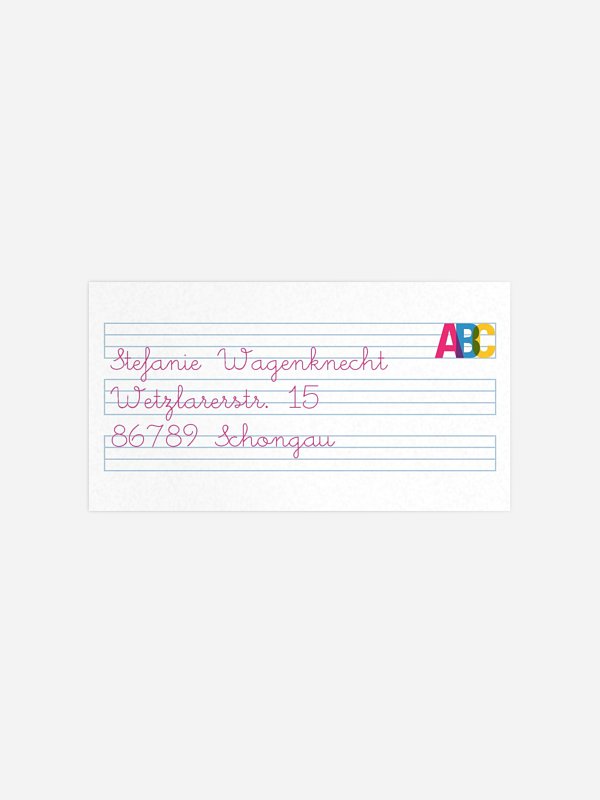 Empfängeraufkleber Einschulung Schulstart