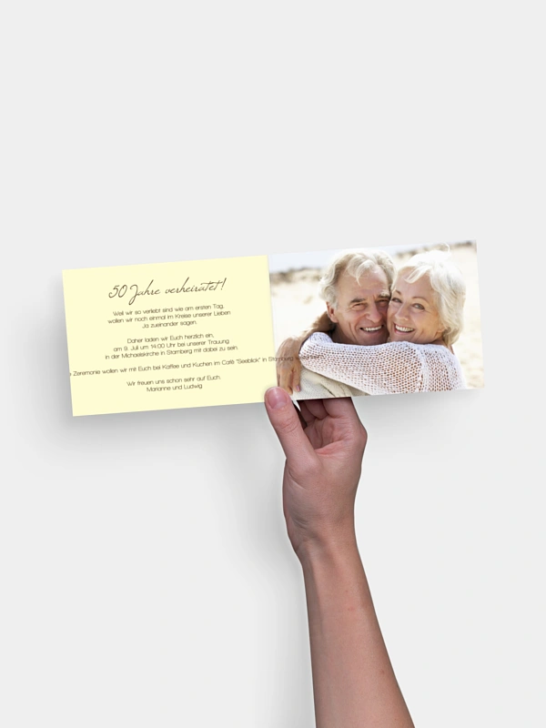 Einladung zur Goldenen Hochzeit Durchblick