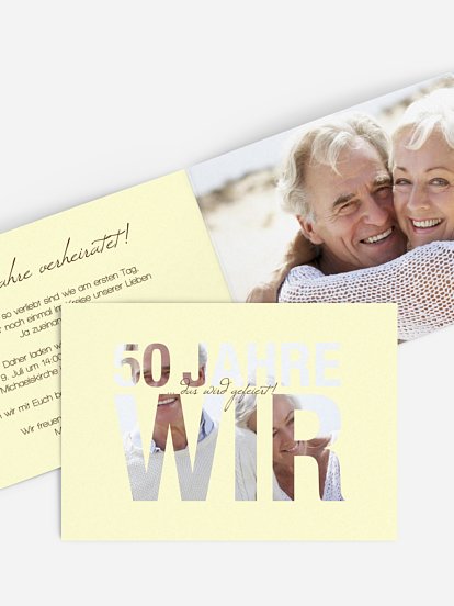 Einladung zur Goldenen Hochzeit Durchblick