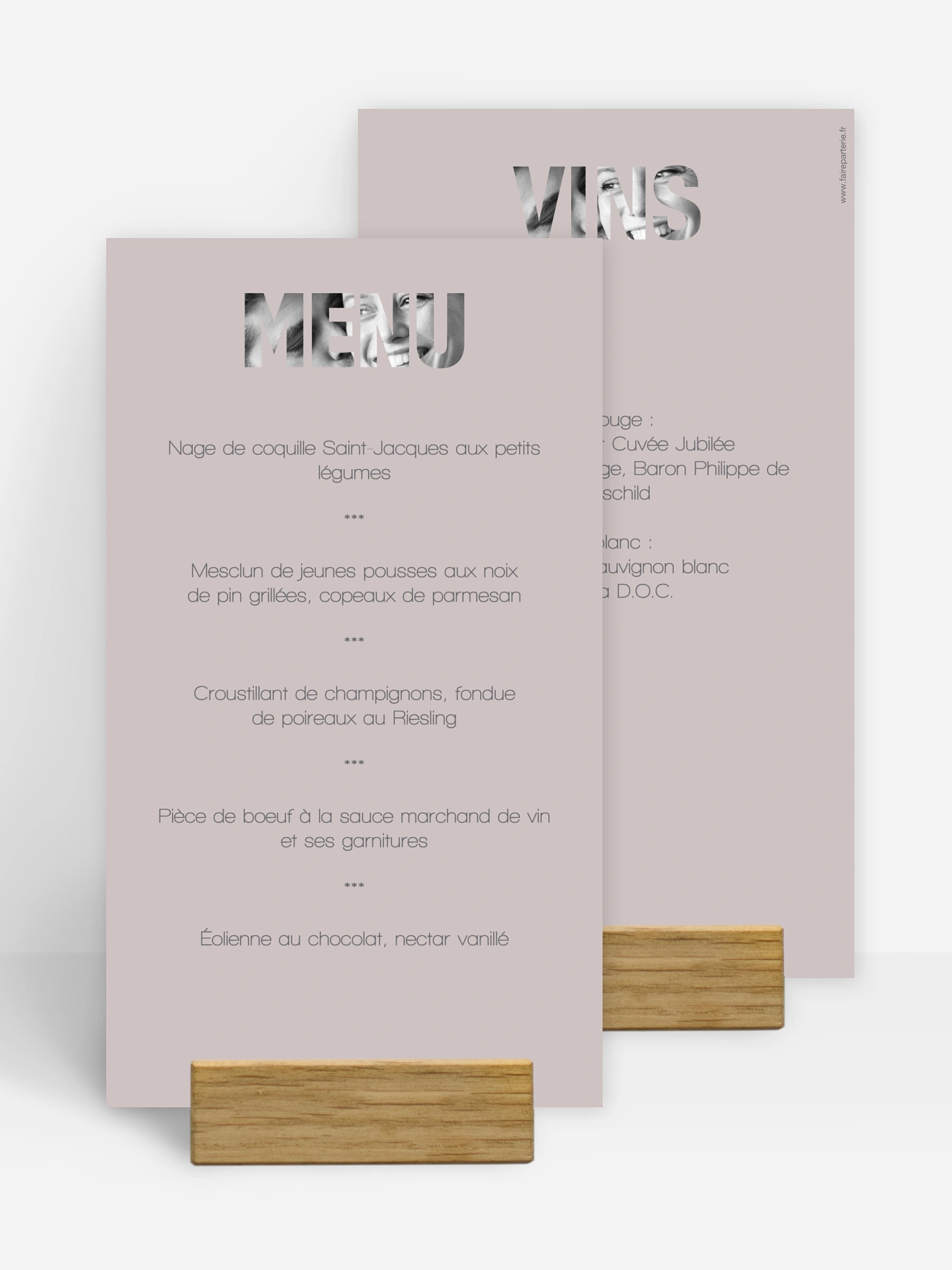 Menu mariage Pochoir