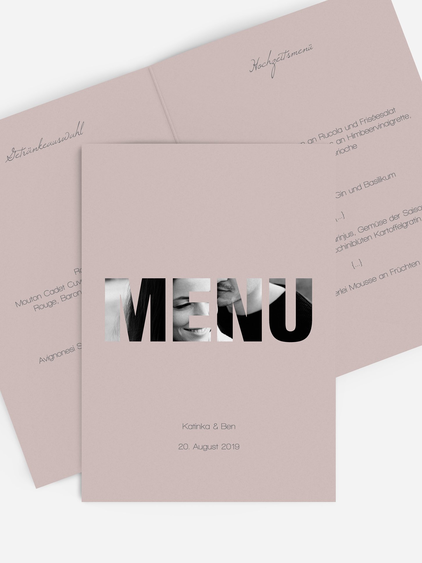 Menu mariage Pochoir