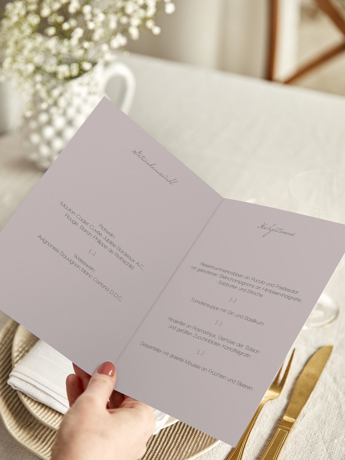 Menükarte Hochzeit Durchblick