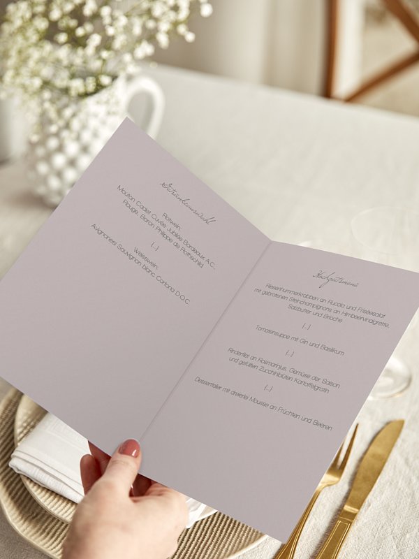 Menükarte Hochzeit Durchblick