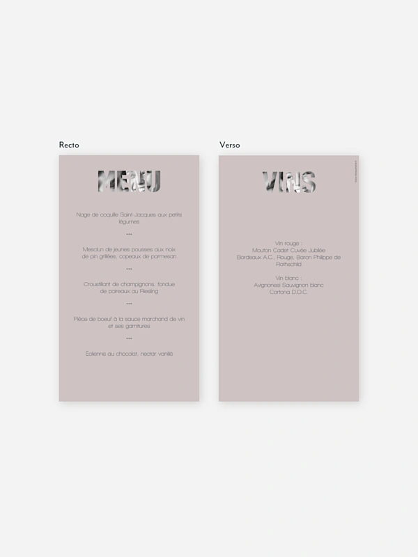 Menu mariage Pochoir