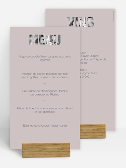 Menu mariage Pochoir