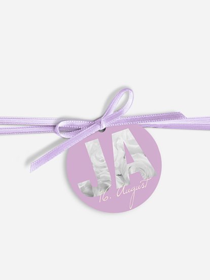 Anhänger mit Band zur Hochzeit Durchblick