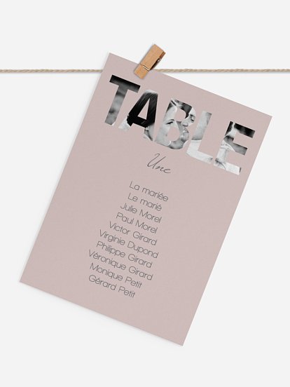 Cartons plan de table mariage Pochoir