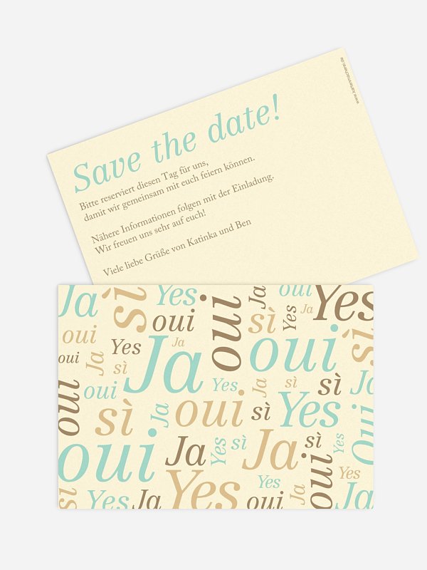 Save-the-Date Karte Sag Ja
