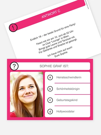 Einladung 18. Geburtstag Quizfrage