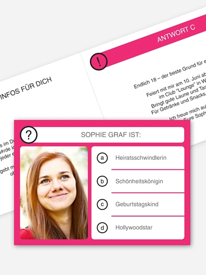 Einladung 18. Geburtstag Quizfrage