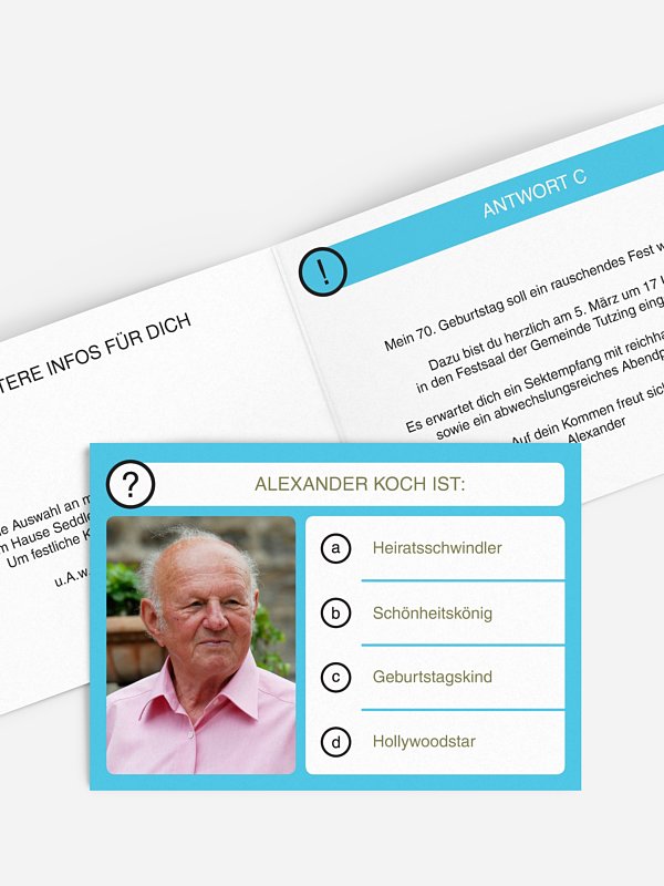 Einladung 70. Geburtstag Quizfrage