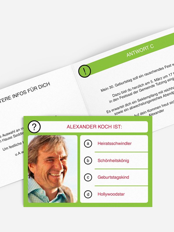 Geburtstagseinladung Quizfrage