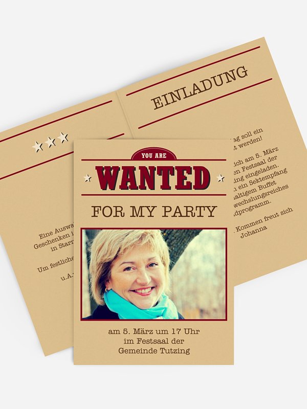 Einladung 50. Geburtstag Wanted